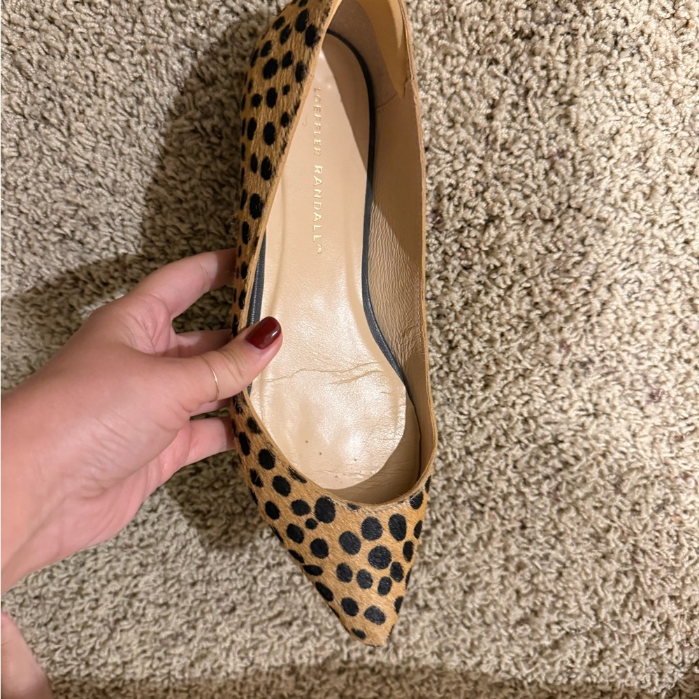 Loeffler Randall Leopard Print Pointed Toe Flats in Tan and Black